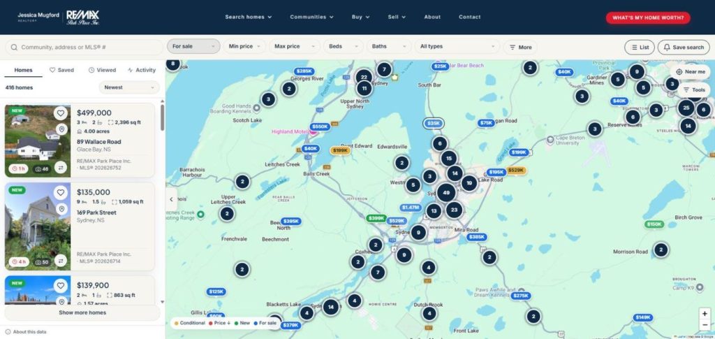 WP Firefly Listings 01 Map search with status-coloured price pins, area bubbles and a results list