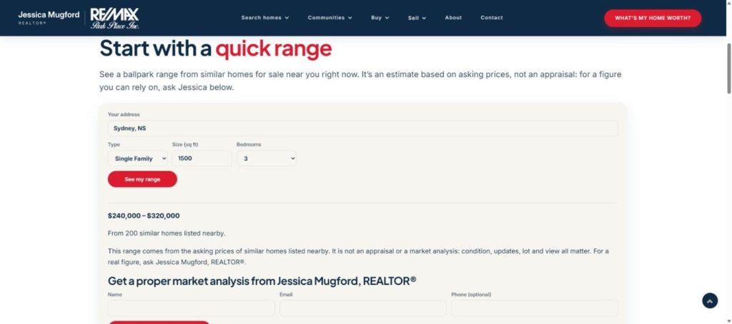 WP Firefly Listings 10 Home value quick range and market analysis request